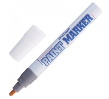 Маркер-краска лаковый (paint marker) MUNHWA, 4 мм, СЕРЕБРЯНЫЙ, нитро-основа, алюминиевый корпус, PM-06