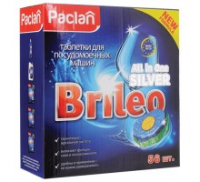 Таблетки для мытья посуды в посудомоечных машинах 56 шт., PACLAN Brileo "All in one Silver", 419170