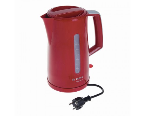 Чайник BOSCH TWK3A014, 1,7л, 2400Вт, закрытый нагревательный элемент, пластик, красный