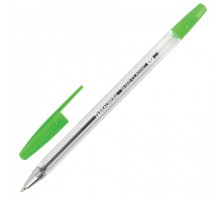 Ручка шариковая BRAUBERG "M-500 CLASSIC", ЗЕЛЕНАЯ, корпус прозрачный, узел 0,7 мм, линия письма 0,35 мм, 143447