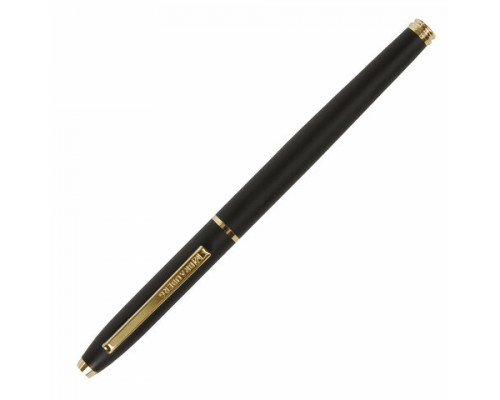 Ручка подарочная перьевая BRAUBERG Brioso, СИНЯЯ, корпус черный с золотистыми деталями, 143467