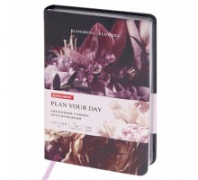 Ежедневник недатированный B6 (127х186 мм), BRAUBERG VISTA, под кожу, твердый, срез фольга, 136 л., "Flowers", 112109