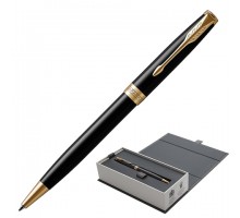 Ручка шариковая PARKER "Sonnet Core Lacquer Black GT", корпус черный глянцевый лак, позолоченные детали, черная, 1931497
