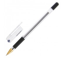 Ручка шариковая масляная с грипом MUNHWA "MC Gold", ЧЕРНАЯ, корпус прозрачный, узел 0,5 мм, линия письма 0,3 мм, BMC-01