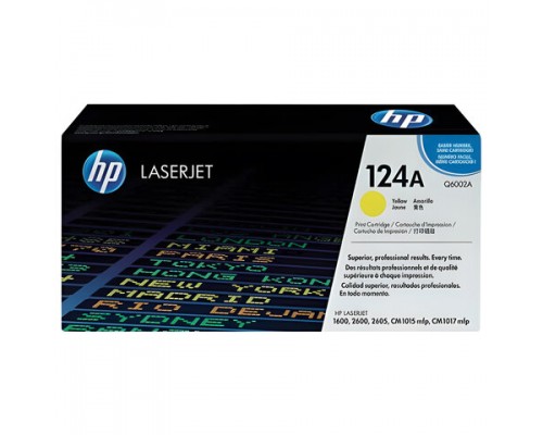Картридж лазерный HP (Q6002A) ColorLaserJet CM1015/2600 и др, №124A, желтый, ориг., ресурс 2000 стр.
