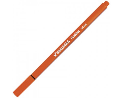 Ручка капиллярная (линер) BRAUBERG Aero, ОРАНЖЕВАЯ, трехгранная, металлич. наконечник, 0,4мм, 142249