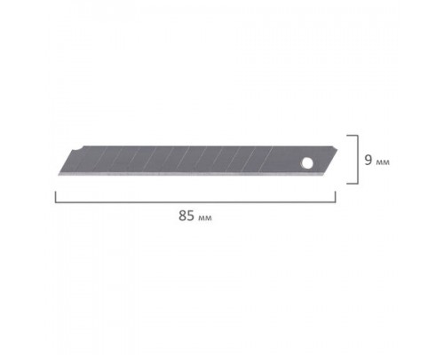 Лезвия для ножей 9 мм КОМПЛЕКТ 10 ШТ, толщина лезвия 0,38 мм, в пластик. пенале, STAFF Basic, 235465