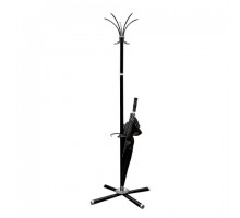 Вешалка-стойка "Классикс-ТМ3", 1,86 м, крестовина 70х70 см, 5 крючков + место для зонтов, металл, черная, Классик-ТМ3,чер