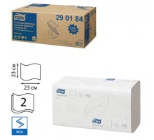 Полотенца бумажные, 200 шт., TORK (Система H3) ADVANCED, 2-слойные, белые, ZZ (V-сложение), КОМПЛЕКТ 20 пачек, 290184