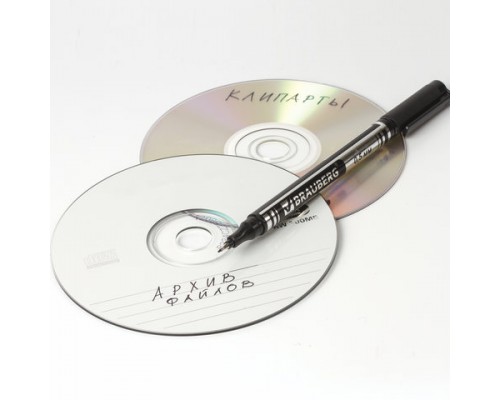 Маркер для CD и DVD BRAUBERG, ЧЕРНЫЙ, супертонкий металлический наконечник 0,5мм, 150512