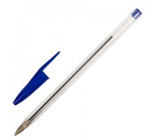 Ручка шариковая STAFF Basic Budget BP-02, письмо 500 м, СИНЯЯ, длина корпуса 13,5 см, линия письма 0,5 мм, 143758