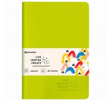 Тетрадь 48 л. в клетку обложка кожзам SoftTouch, сшивка, A5 (147х210мм), САЛАТОВЫЙ, BRAUBERG RAINBOW, 403878