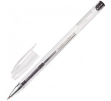 Ручка гелевая BRAUBERG "Jet", ЧЕРНАЯ, корпус прозрачный, узел 0,5 мм, линия письма 0,35 мм, 141018