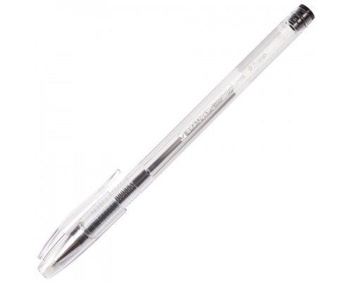 Ручка гелевая BRAUBERG Jet, ЧЕРНАЯ, корпус прозрачный, узел 0,5мм, линия 0,35мм, 141018