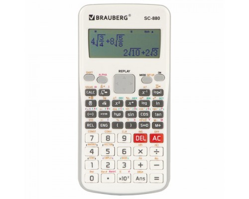 Калькулятор инженерный двухстрочный BRAUBERG SC-880-N 417 функций, 10+2 разр, батарея, БЕЛЫЙ, 250526