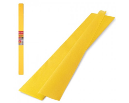 Бумага гофрированная/креповая, 32г/м2, 50х250см, желтая, в рулоне, BRAUBERG, 126529