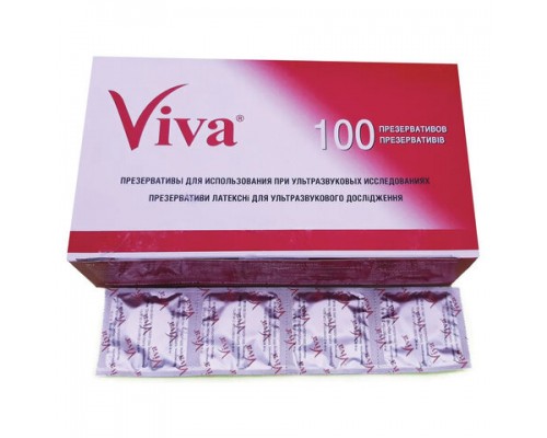 Презервативы для УЗИ VIVA, компл. 100 шт., без накопителя, гладкие, без смазки, 210х28 мм. ш/к 02879