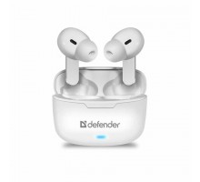 Наушники с микрофоном (гарнитура) DEFENDER TWINS 903, Bluetooth, беспроводные, белые, 63903
