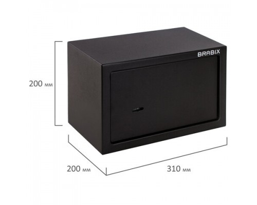Сейф мебельный BRABIX SF-200KL (в200*ш310*г200мм), ключевой замок, черный, 291144