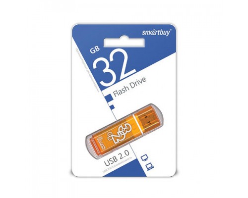 Флеш-диск 32GB SMARTBUY Glossy USB 2.0, оранжевый, SB32GBGS-Or