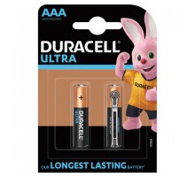 Батарейки КОМПЛЕКТ 2 шт., DURACELL Ultra, AAA (LR03, 24А), алкалиновые, мизинчиковые, блистер