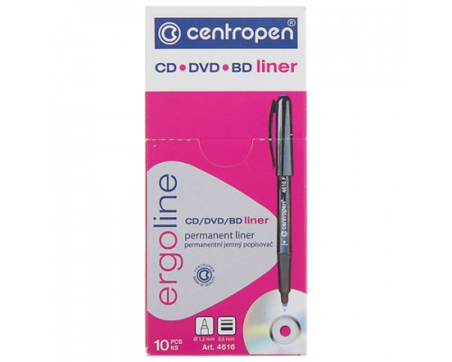 Маркер для CD и DVD КРАСНЫЙ CENTROPEN, трехгранная форма захвата, тонкий, 0,6 мм, 4616, ш/к 31591