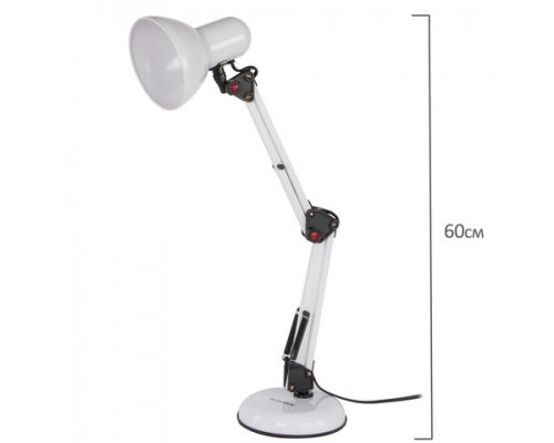 Настольная лампа светильник SONNEN TL-007, подст/струбц, 40 Вт, Е27, БЕЛЫЙ, высота 60 см, 235539