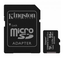 Карта памяти microSDXC 64 GB KINGSTON Canvas Select Plus, UHS-I U1, 100 Мб/с (class 10), адаптер, SDCS2/64GB
