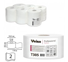 Бумага туалетная 170 м, VEIRO Professional (Система T2), КОМПЛЕКТ 12 шт., Premium, 2-слойная, T305