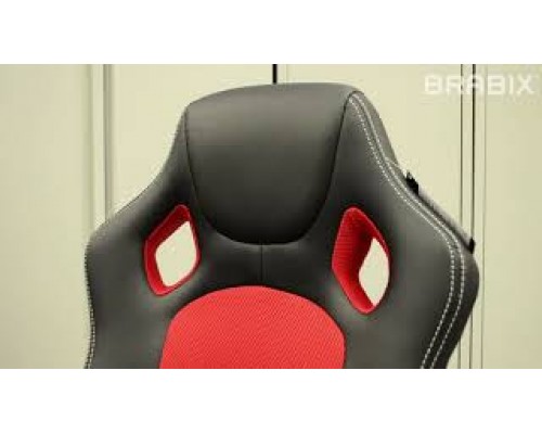 Кресло компьютерное BRABIX Rider Plus EX-544 КОМФОРТ, экокожа, черное/серое, 531582