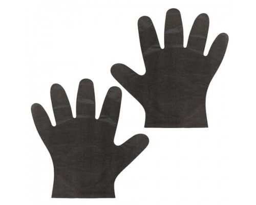 Перчатки полиэтиленовые черные, КОМПЛЕКТ 50пар (100шт), M(средние), 8 микрон, LAIMA, 606881