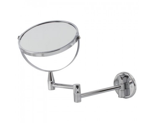 Зеркало настенное BRABIX, д.17см, двухстор., с увеличением, нерж. сталь, выдвижное (петли), 604952