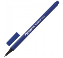 Ручка капиллярная (линер) BRAUBERG "Aero", СИНЯЯ, трехгранная, металлический наконечник, линия письма 0,4 мм, 142253