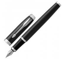 Ручка перьевая PARKER "IM Core Black Lacquer CT", корпус черный глянцевый лак, хромированные детали, синяя, 1931644