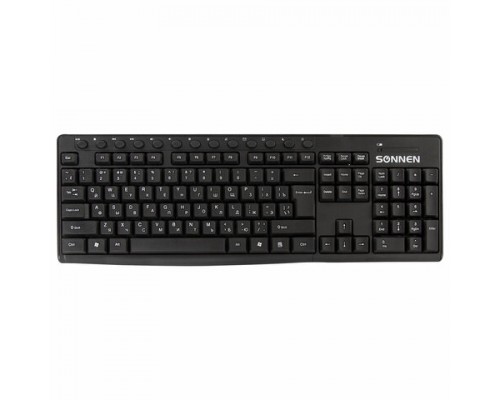 Набор беспроводной SONNEN K-648,клавиатура 117 клавиш, мышь 4 кнопки 1600 dpi, черный, 513208