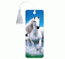 Закладка для книг 3D, BRAUBERG, объемная, "Белый конь", с декоративным шнурком-завязкой, 125753