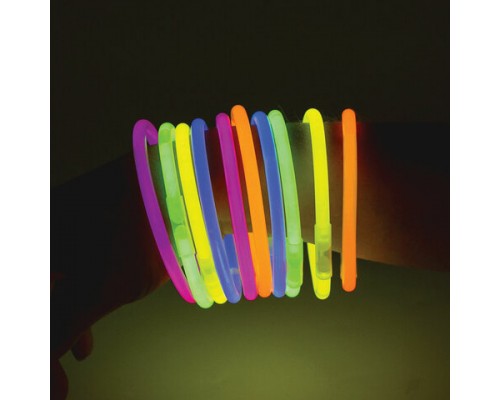 Светящиеся (неоновые) палочки-браслеты ЮНЛАНДИЯ, набор 10 штук в тубе, ассорти, 662595