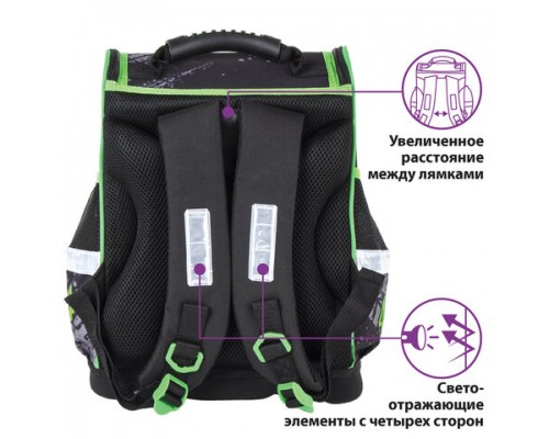 Ранец ЮНЛАНДИЯ WISE, 1 отделение, 3 кармана, устойчивое дно, Offroad, 37х29х15 см, 228814