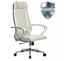 Кресло офисное МЕТТА "К-31" хром, экокожа, сиденье и спинка мягкие, белое