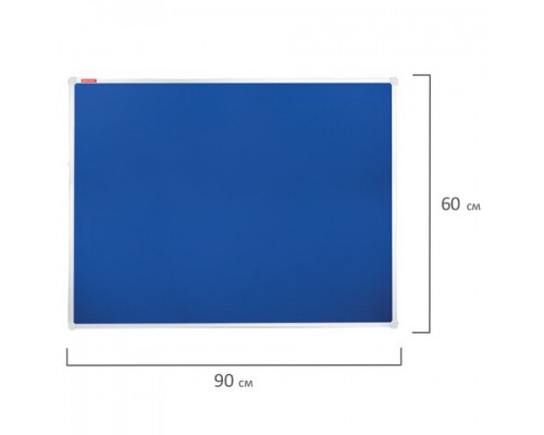 Доска c текстильным покрытием для объявлений 60х90см, синяя, ГАРАНТИЯ 10 ЛЕТ,РОССИЯ,BRAUBERG, 231700
