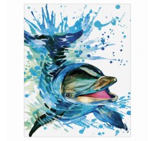 Картина по номерам 40х50 см, ОСТРОВ СОКРОВИЩ "Дельфин", на подрамнике, акрил, кисти, 663360