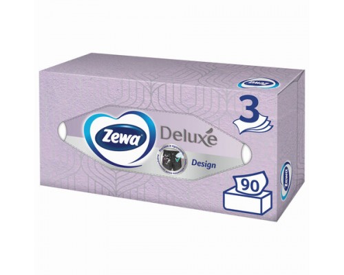 Салфетки косметические 90 штук в картонном боксе 3-слойные, ZEWA Deluxe Design 28420, ш/к 28002