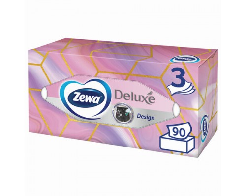 Салфетки косметические 90 штук в картонном боксе 3-слойные, ZEWA Deluxe Design 28420, ш/к 28002