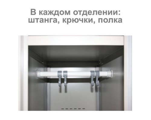 Шкаф металлический для одежды BRABIX LK 21-80, 2 секции, (в1830*ш800*г500мм;37кг), 291129