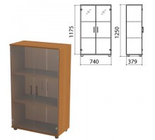 Шкаф закрытый со стеклом "Монолит", 740х390х1250 мм, цвет орех гварнери (КОМПЛЕКТ)