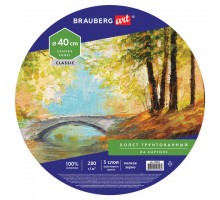 Холст на картоне BRAUBERG ART CLASSIC, 40см, грунтованный, круглый, 100% хлопок, мелкое зерно,190624