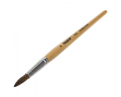 Кисть ПИФАГОР, ПОНИ, круглая, № 6, деревянная лакированная ручка, колпачок, пакет,200835