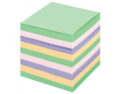 Блок для записей ОФИСМАГ в подставке прозрачной, куб 9*9*9 см, цветной, 127799