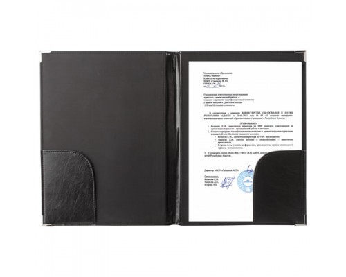 Папка адресная из кожзама без надписи, формат А4, 33х25х2 см, черная, 165