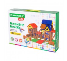 Магнитный конструктор MEGA MAGNETIC BUILD BLOCKS-129 "Построй дом", 129 деталей, BRAUBERG KIDS, 663850